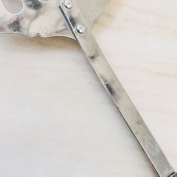 Royal Sharpcutter Stainless Slotted Spatula Turner Scalloped Curved Wood Handle - Picture 7 of 10